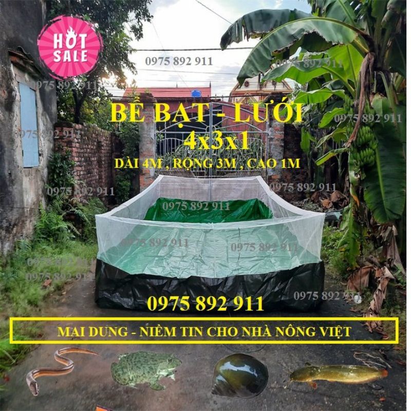 Bể bạt lưới nuôi ốc ếch cá - chống nhảy