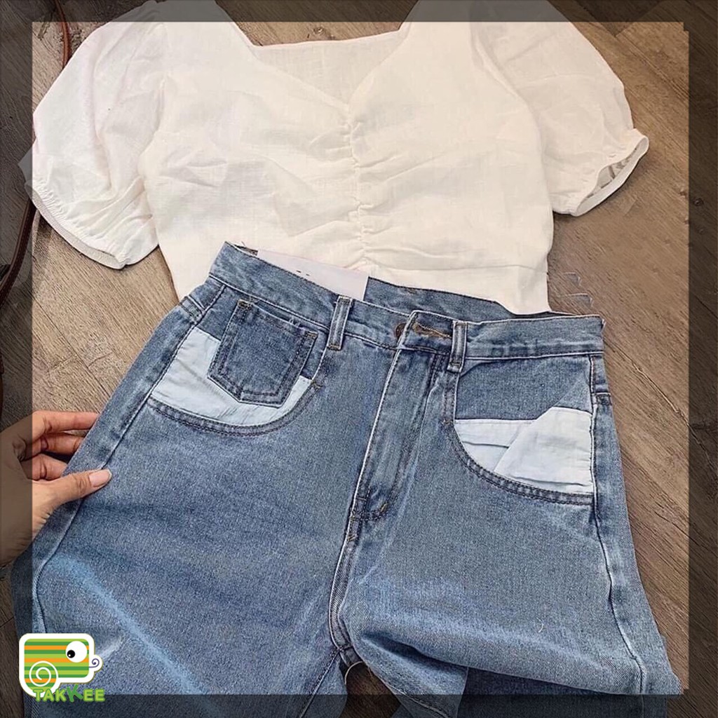 Quần jean baggy túi cách điệu dáng mới