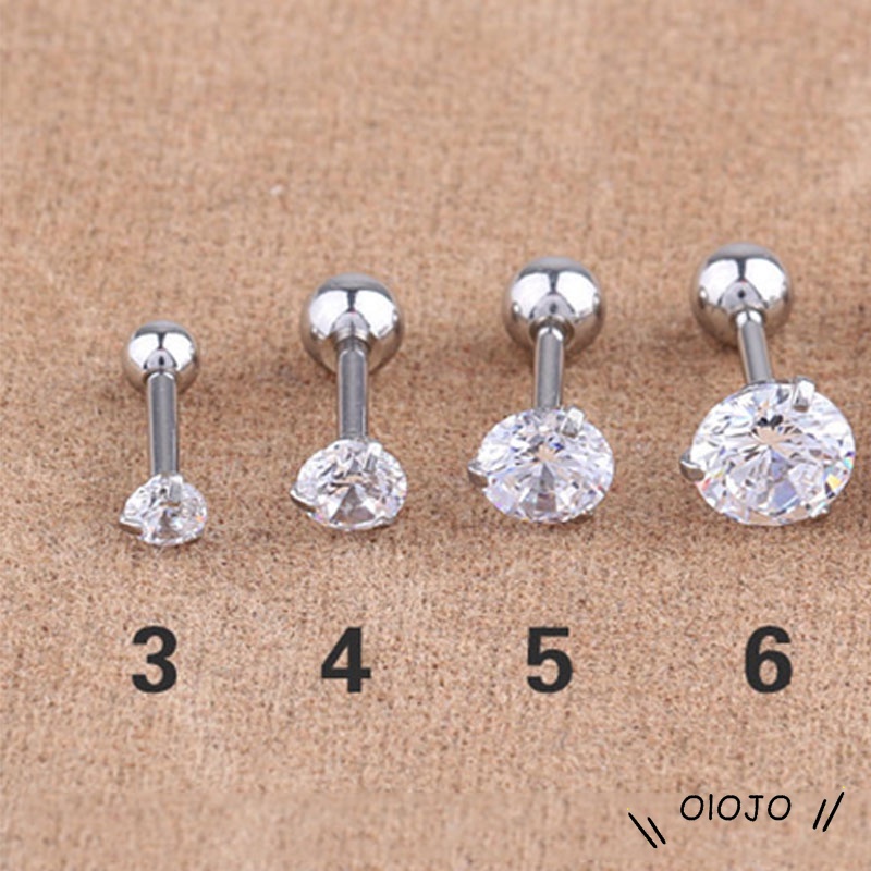 Khuyên tai thép không gỉ đính đá zircon nhân tạo phong cách Hàn Quốc thời trang