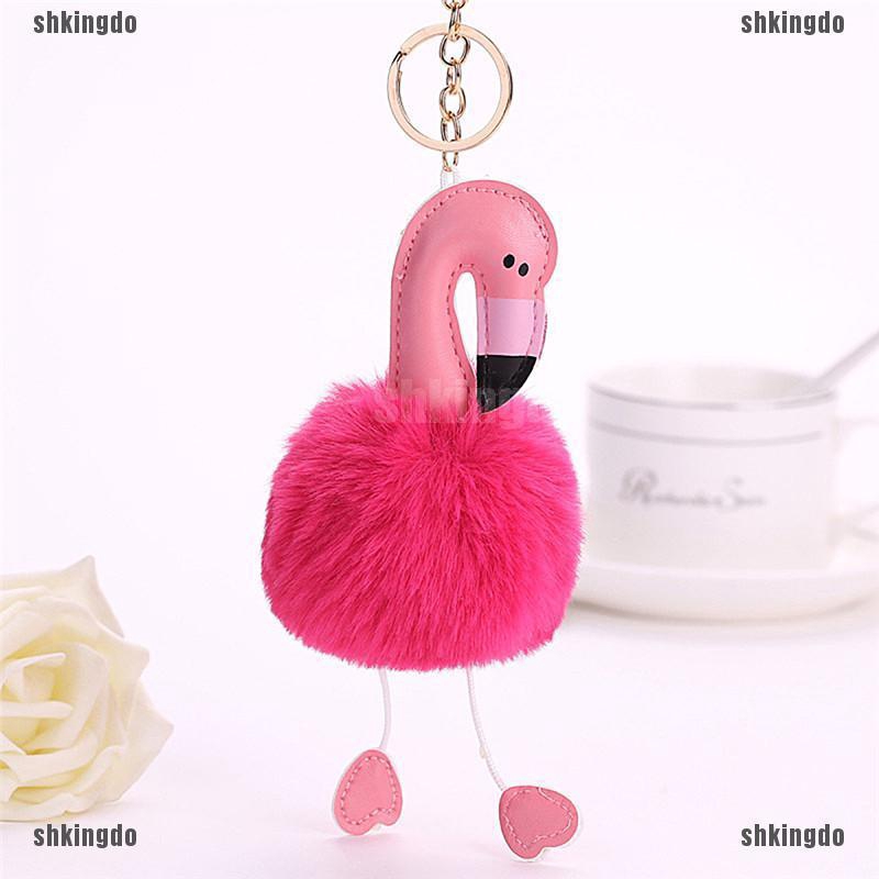 Móc Khóa Gắn Quả Bông Giả Lông Thỏ Thời Trang