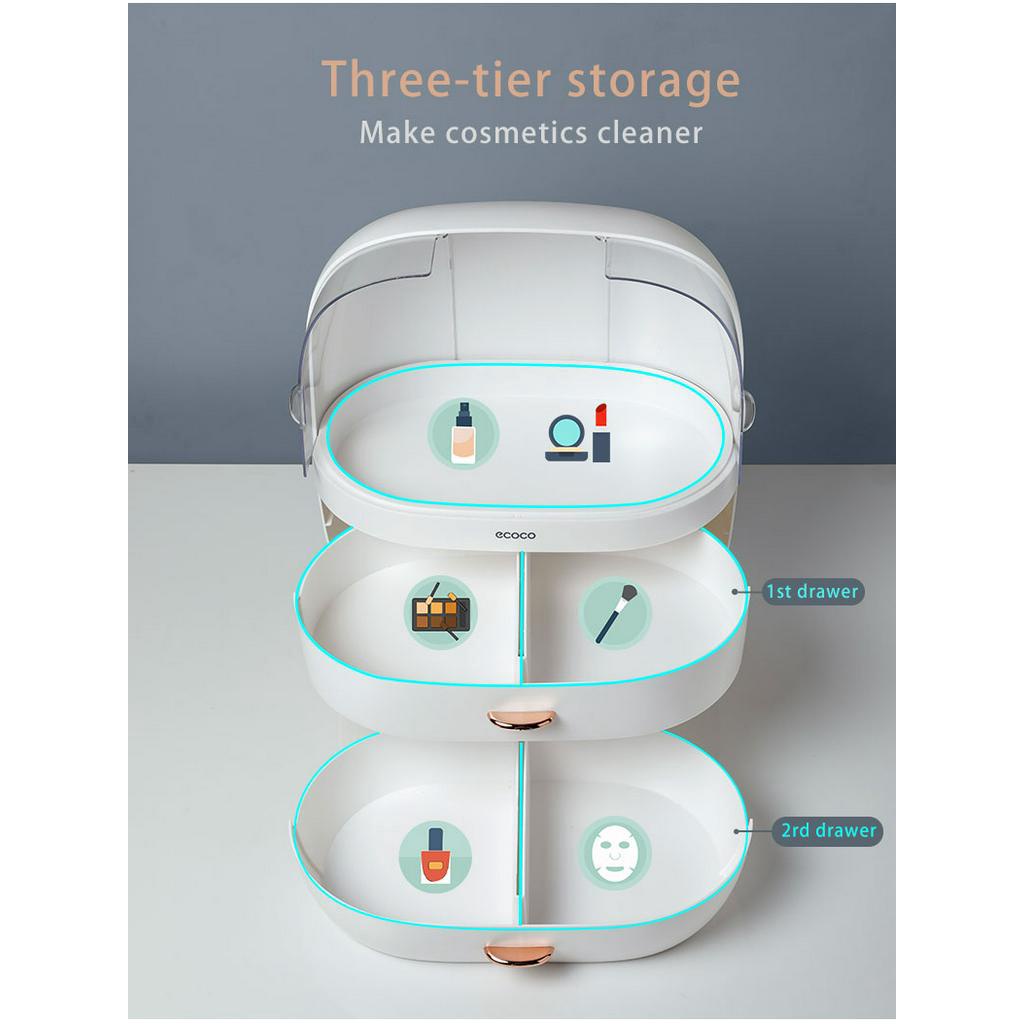 [Hàng mới về] Hộp đựng mỹ phẩm bằng nhựa thiết kế chia nhiều ngăn cao cấp tiện lợi