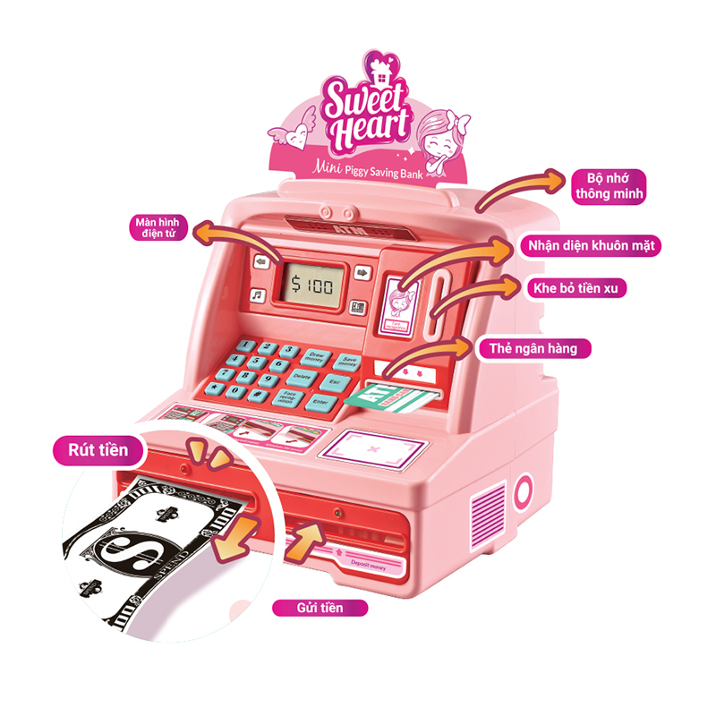 Đồ Chơi SWEET HEART Máy Atm Mini Hồng Xinh Xắn WS5376