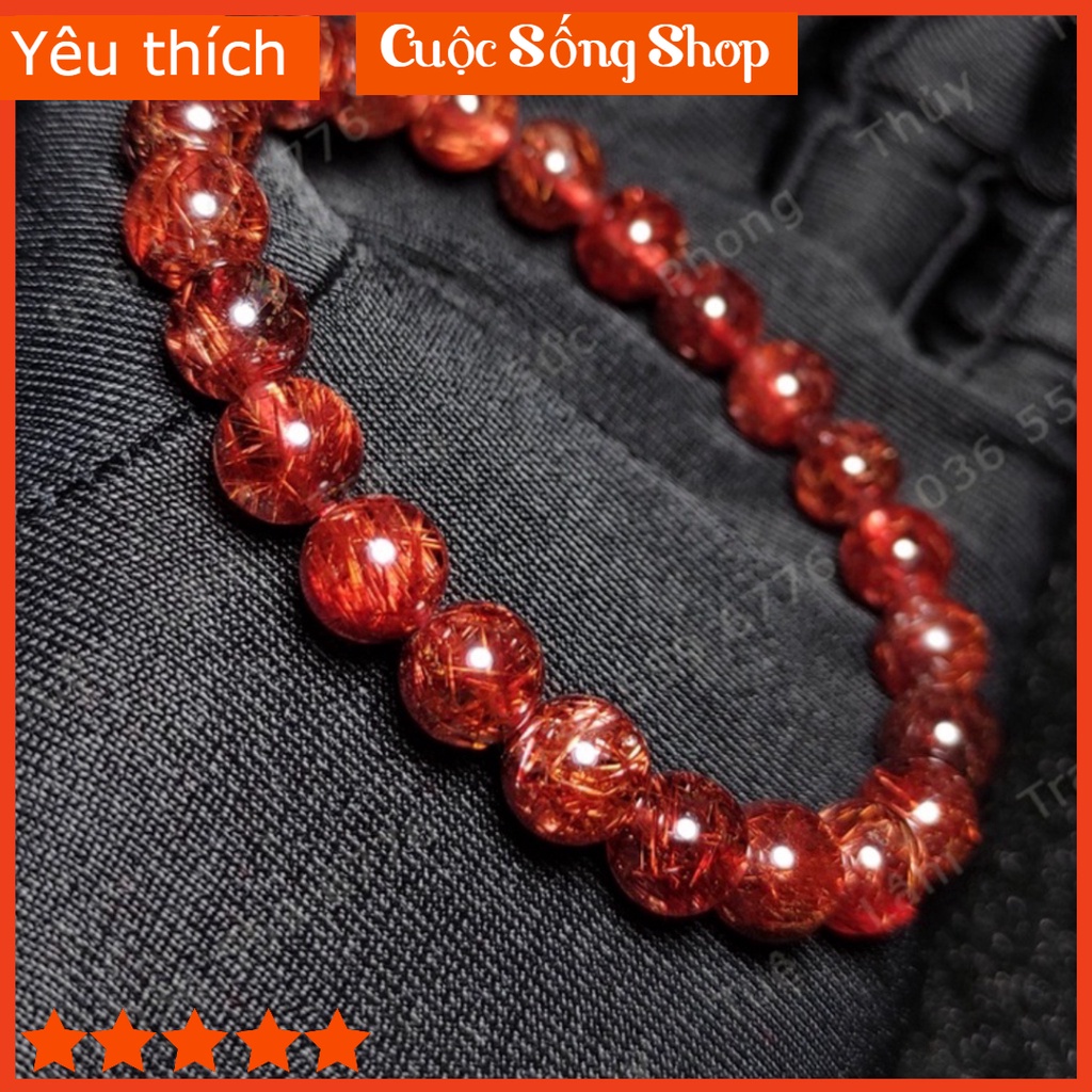 Vòng Tay Thạch_Anh Tóc Đỏ Cao Cấp Size 9mm - Hợp Mệnh Hoả Và Thổ D73