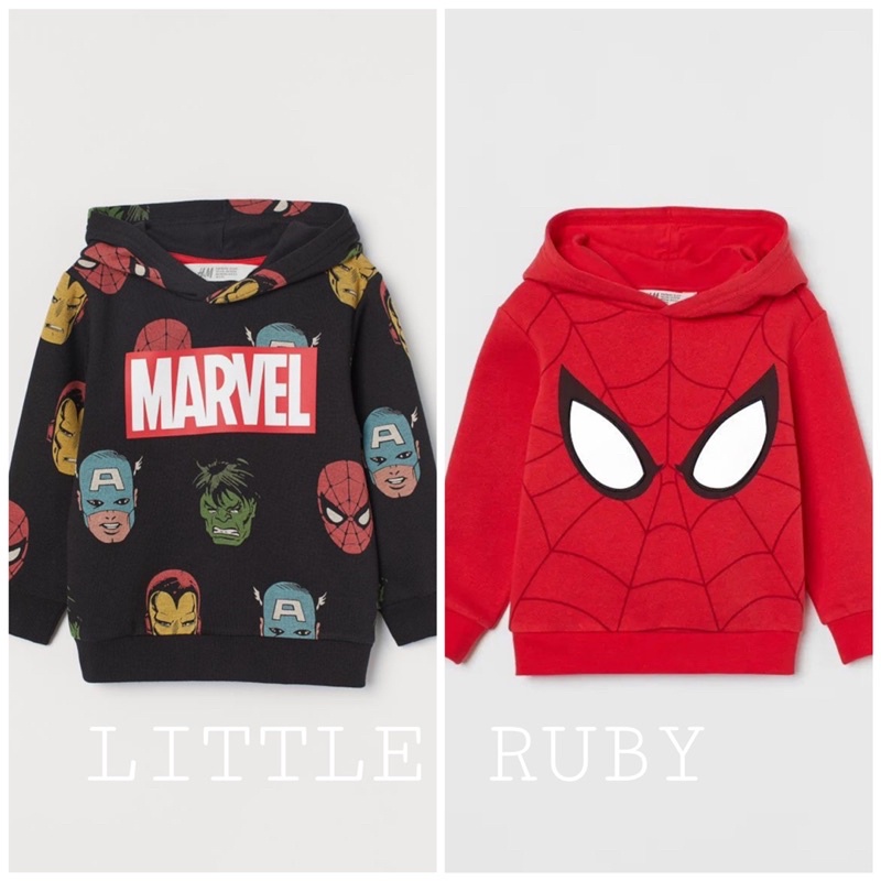 Set 2 áo nỉ hoodie có mũ siêu nhân HM cho bé trai rất đẹp, chất nỉ da cá mềm