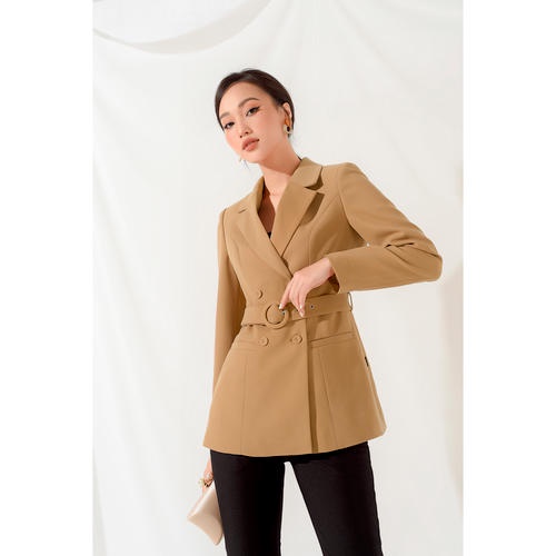 Áo Vest Cổ Bẻ Đính cúc kèm đai MMOutfit V0820153