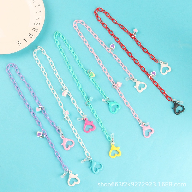 Dây đeo khẩu trang, mắt kính hình trái tim chống thất lạc nhiều màu sắc KT2