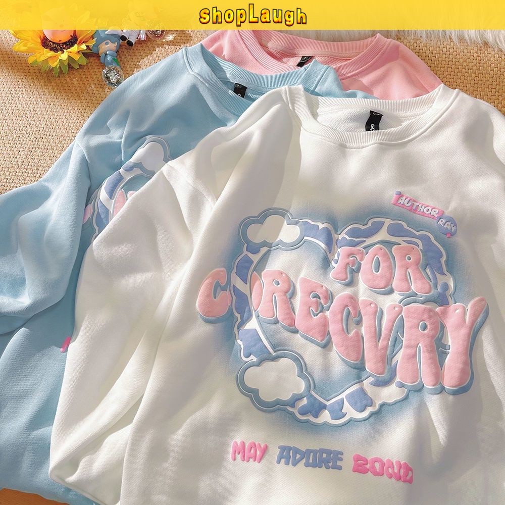 Women's cute colorful printed long-sleeved T-shirt