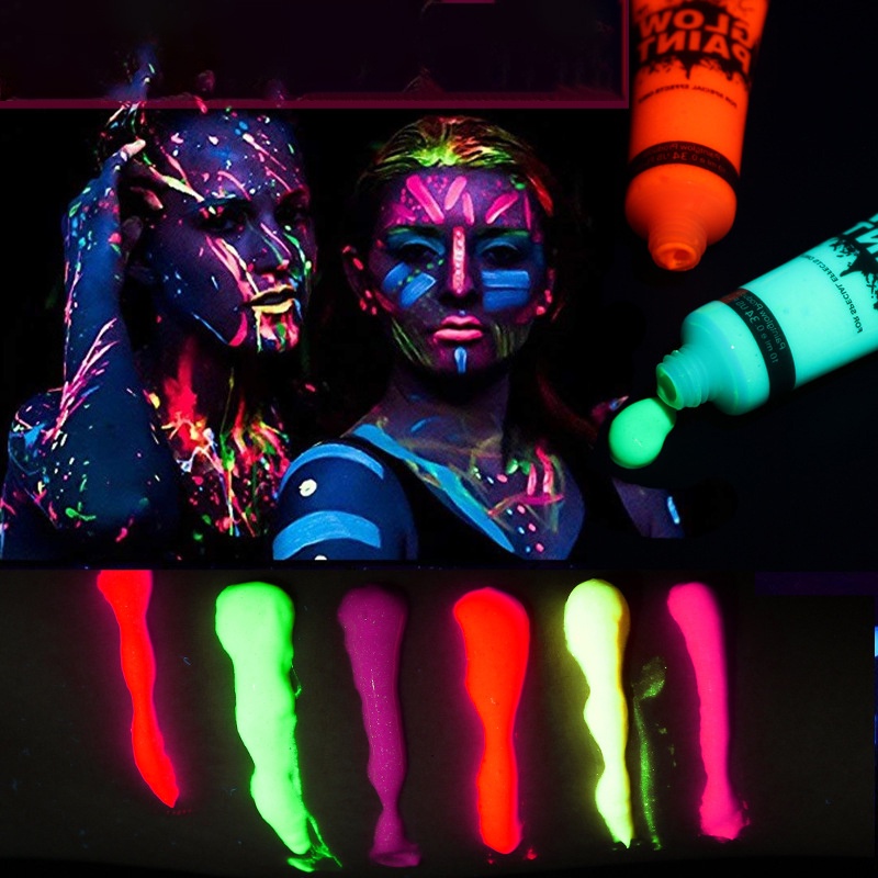 Tuýp Màu Vẽ Dạ Quang vẽ cơ thể/trang điểm mặt màu neon độc đáo có thể rửa sạch, màu vẽ Body painting hóa trang halloween