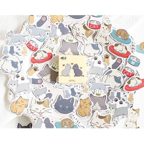 Bộ 46 Sticker Mèo Xinh Hàn Quốc dán trang trí E44