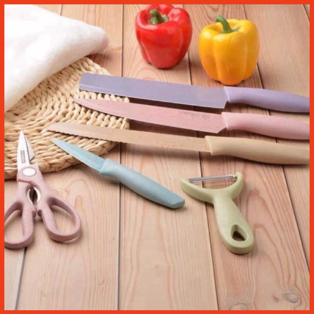 Bộ dao kéo  lúa mạch cao cấp 6 món chi tiết chuyên dụng cho căn bếp