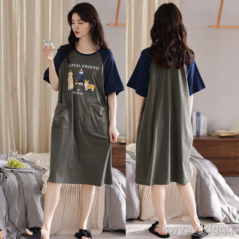 @    Nữ pyjama dáng rộng size lớn ngắn tay phiên bản hàn quốc mặc trong ngày có thể ở nhàE