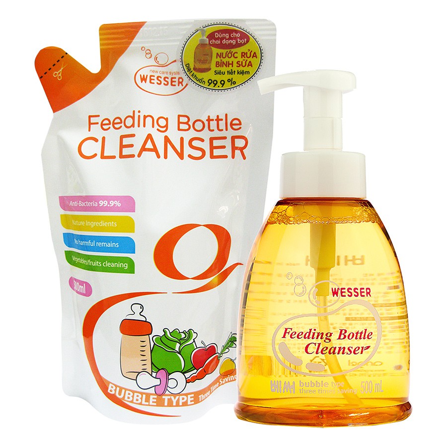 [Thanh lý] Nước rửa bình sữa Wesser (túi 500 ml)