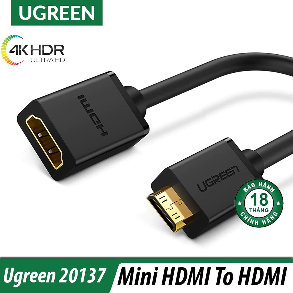 Cáp chuyển đổi Mini HDMI to HDMI Ugreen 20137, Chính Hãng 20CM