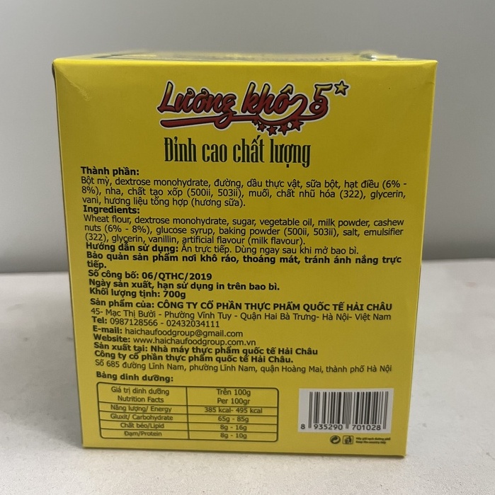 Lương khô 5 sao Hải Châu Quốc Tế hộp 10 thanh