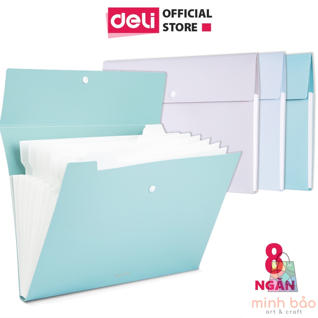 CẶP ĐỰNG TÀI LIỆU A4 DELI - 8 NGĂN PHÂN TRANG - FILE LƯU TRỮ TÀI LIỆU - LINFINI - XANH DƯƠNG / TRẮNG - 72456