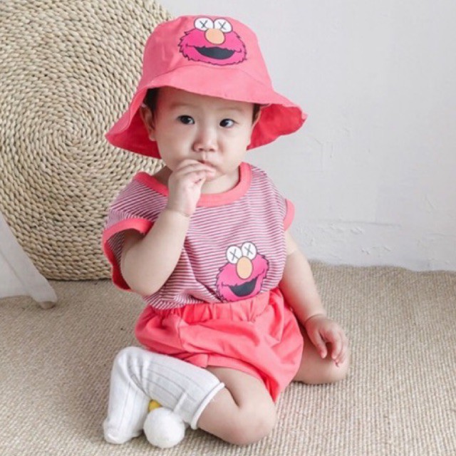 Bộ quần áo thun kèm mũ dành cho bé trai, bé gái mùa hè