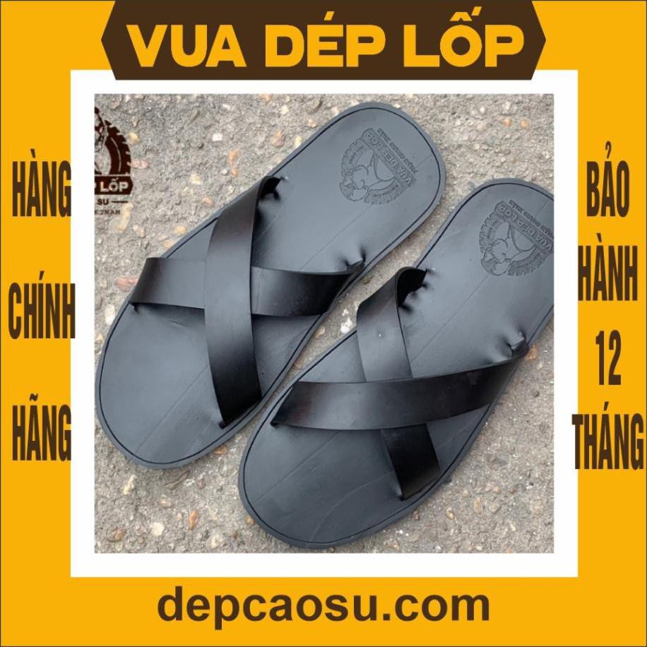 Dép 2 quai chéo màu đen (quai dép nhỏ) VUA DÉP LỐP