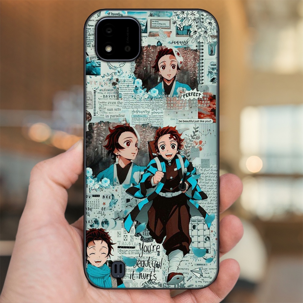 Ốp lưng Realme C11 2021, C20 viền đen in hình Tanjiro Kimetsu No Yaiba