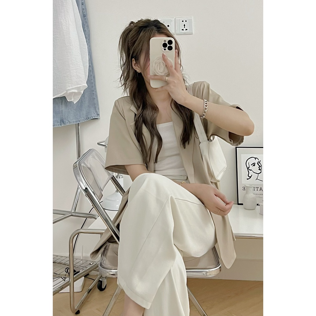 Áo Blazer ngắn tay 160, Áo khoác ngoài Blazer Hàn Quốc