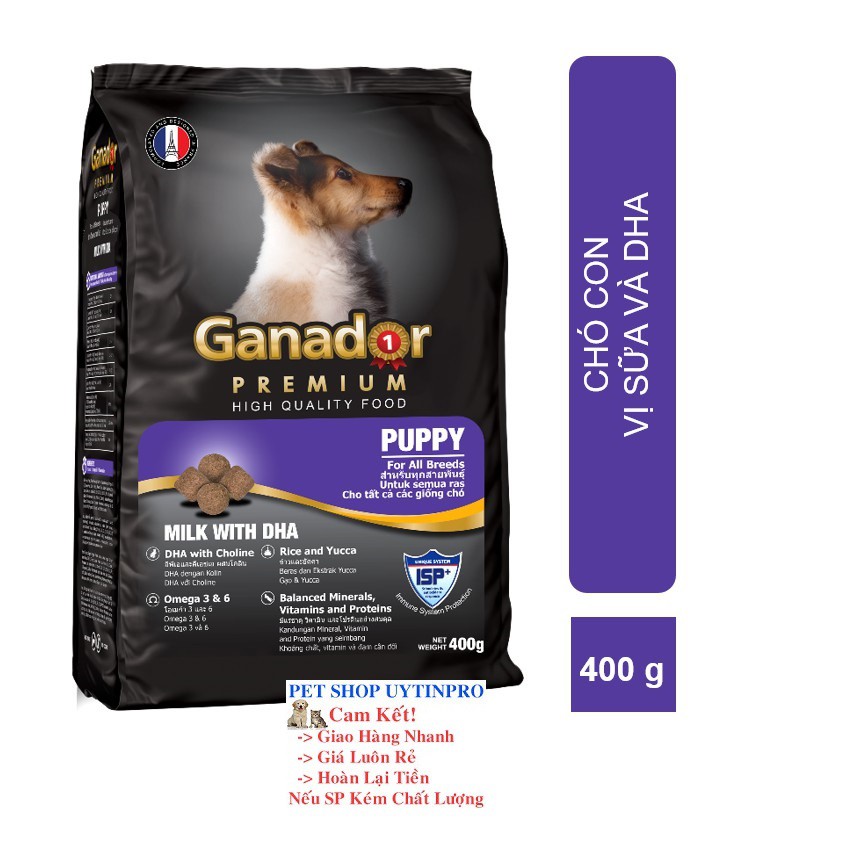 THỨC ĂN CHO CHÓ CON Ganador Puppy Vị Sữa và Dha Gói 400g Thương Hiệu Từ Pháp