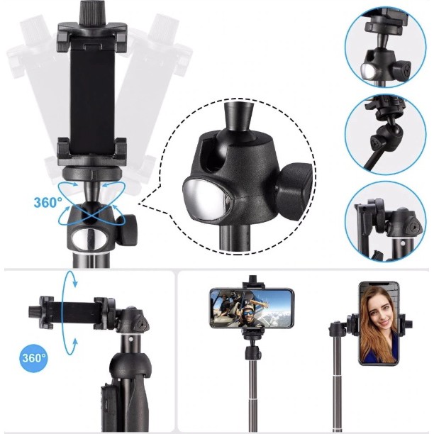 Gậy chụp hình tự sướng Yunteng kèm chân tripod + remote bluetooth YT-9928 ( Đen )