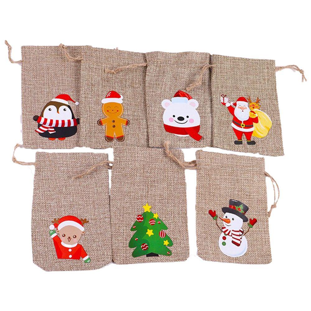 Túi Dây Rút Đựng Kẹo / Trang Sức In Họa Tiết Ông Già Noel Trang Trí Tiệc Cưới / Giáng Sinh