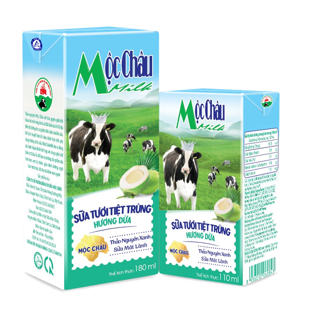 Sữa tươi 110 ml các vị Mộc Châu (cam/dâu/dừa/socola/có đường/ít đường)