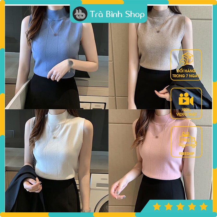 Áo len sát nách mặc vest cổ 3 phân