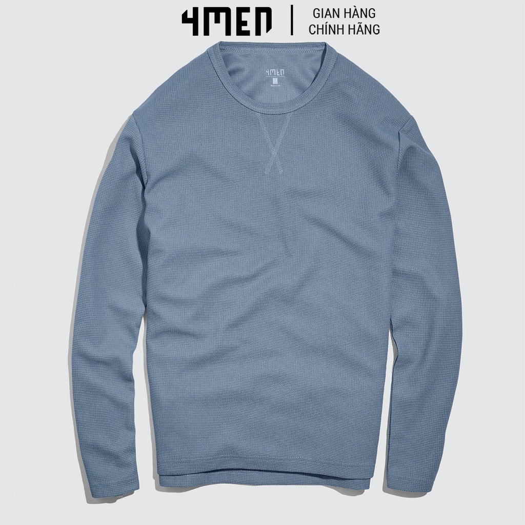 Áo thun dài tay nam trơn 4MEN AT061 cổ tròn, form sweater suông, xẻ lai trẻ trung, vải len cotton đẹp cao cấp, dày dặn | BigBuy360 - bigbuy360.vn