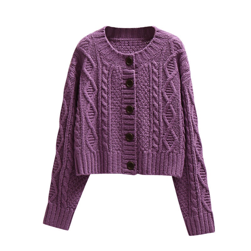 Áo khoác cardigan dệt kim thân ngắn phong cách retro thời trang cho nữ