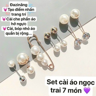 Sét 7 khuy cài áo đính đá mẫu mới