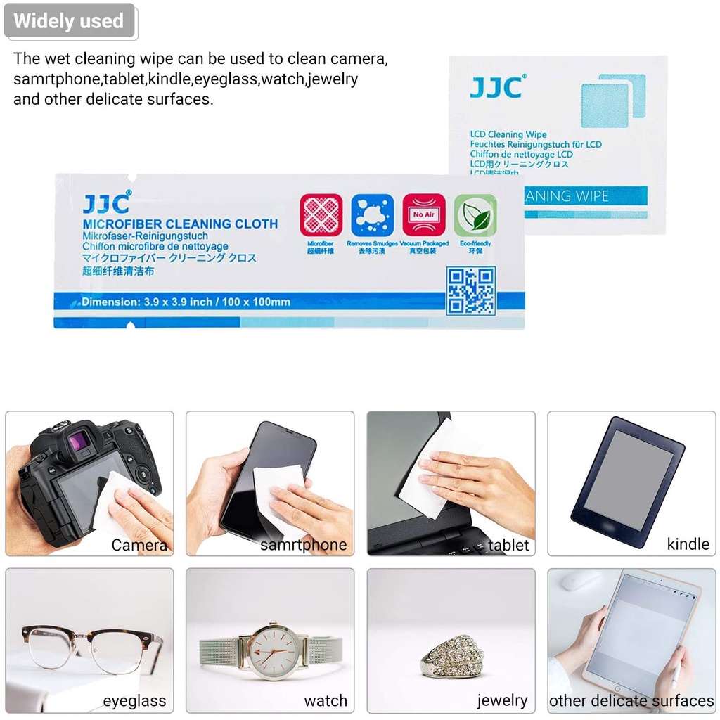 Bộ vệ sinh ống kính JJC thiết kế 5 trong 1 gồm thổi bụi + bút làm sạch + khăn ướt + vải bọc + túi đựng cho máy ảnh dslr