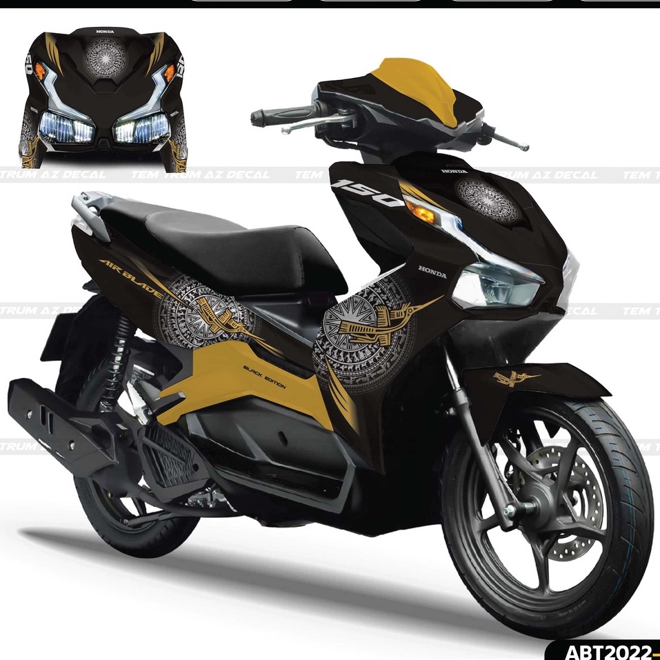 Tem Trùm Dán Xe Airblade Mẫu Trống Đồng | ABT2022-03 | Decal AB 2020 - 2022 Màu Đen Trắng Đỏ Vàng