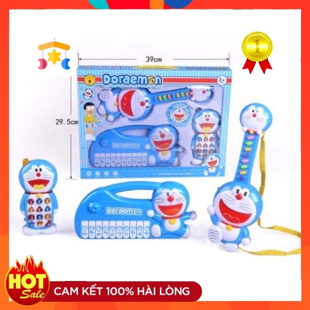 Đồ Chơi Âm Nhạc Cho Bé 3 Chi Tiết Đàn Piano, Đàn Organ, Điện Thoại Hình Doraemon