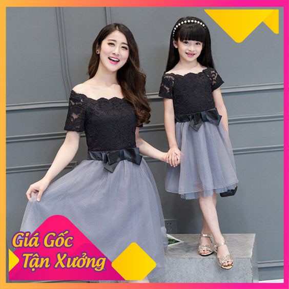 Shop Ngoc Trinh HCM - Set đầm Voan kính phối ren mẹ và bé-Sỉ từ 5 set trở lên - Nhắn tin cho shop để chọn size Cam Kết