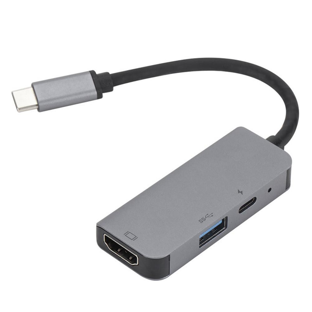 Bộ chia cổng USB type C 3 trong 1 bằng hợp kim nhôm 4K HDMI 3.0 DP