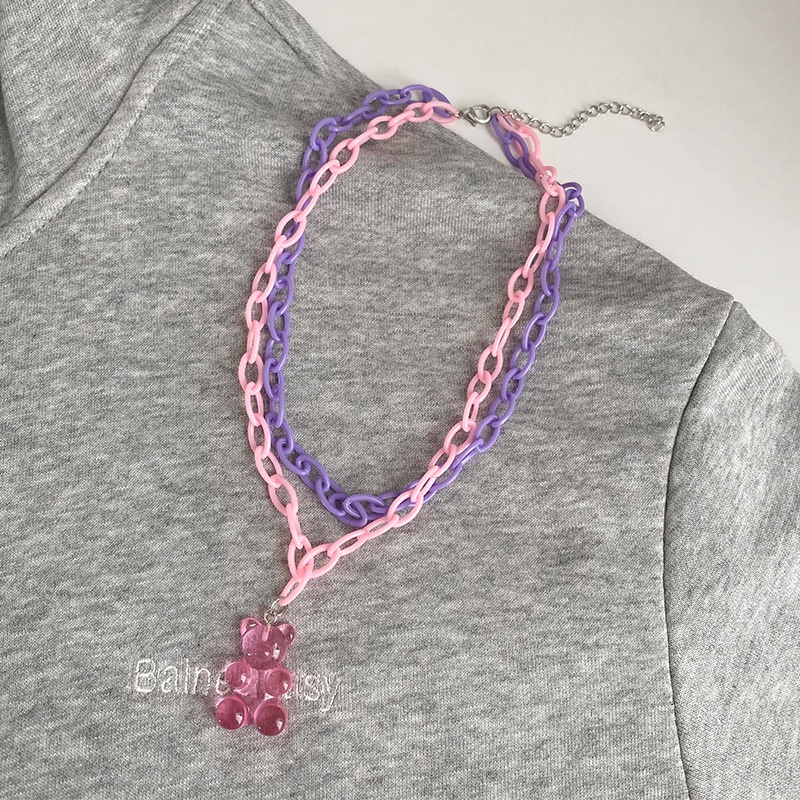 Vòng Cổ Choker Dài Bằng Acrylic Màu Sắc Kẹo Ngọt Phong Cách Hip Hop