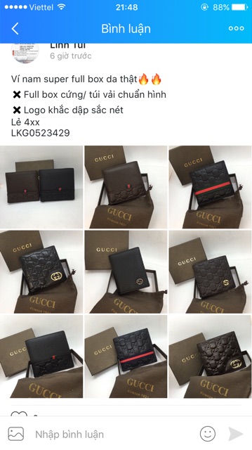 Ví nam bản gập chuẩn hàng da thật full box