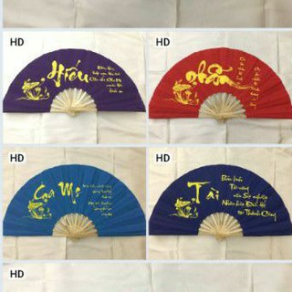 [ SIZE TO ] Quạt Lụa Thư Pháp Cầm Tay .