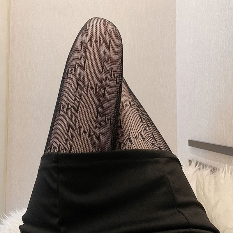 Youyo Quần Tất Lưới Ren Rỗng Họa Tiết Chữ Cái Dành Cho Nữ