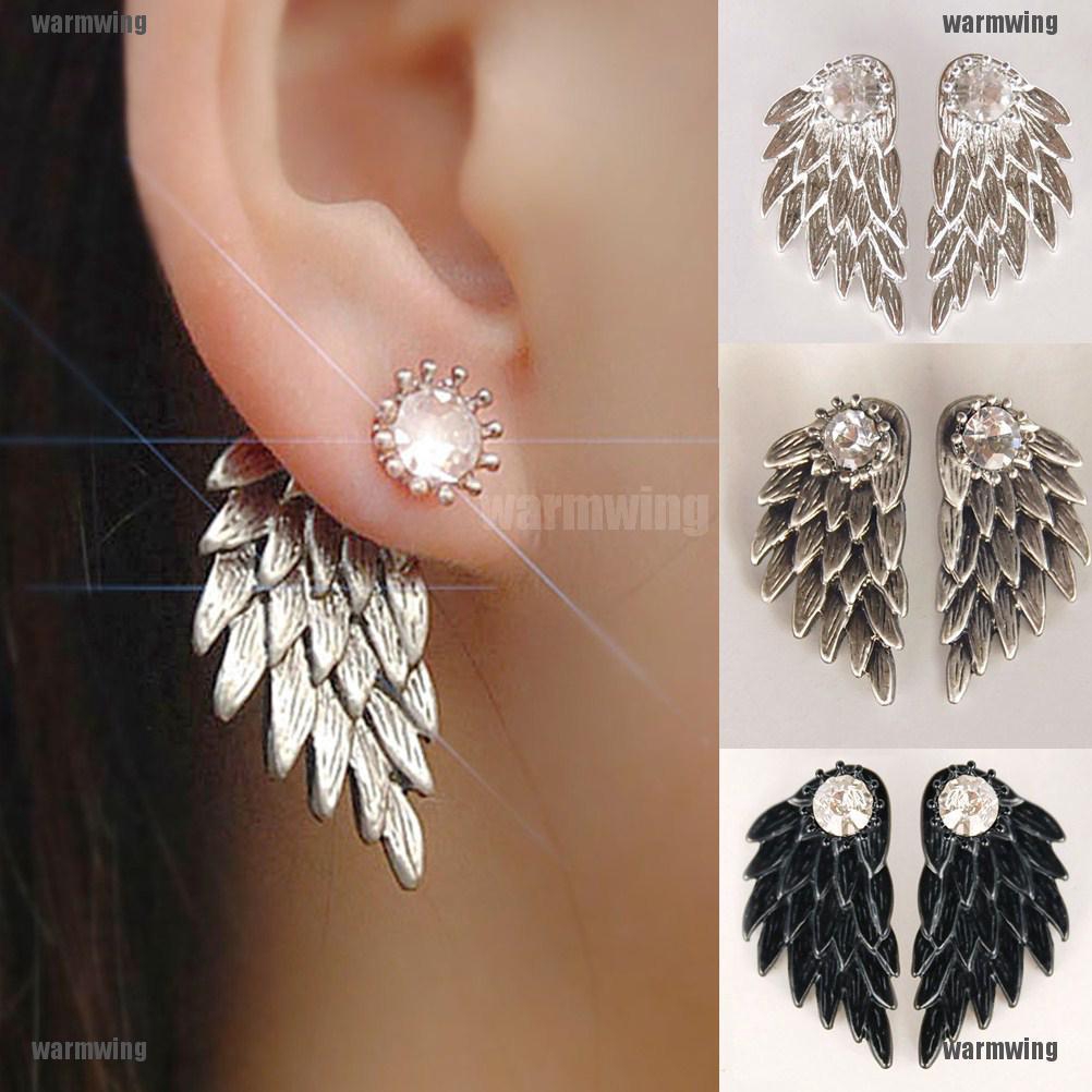 1 Cặp Bông Tai Cánh Thiên Thần Đính Đá Thời Trang