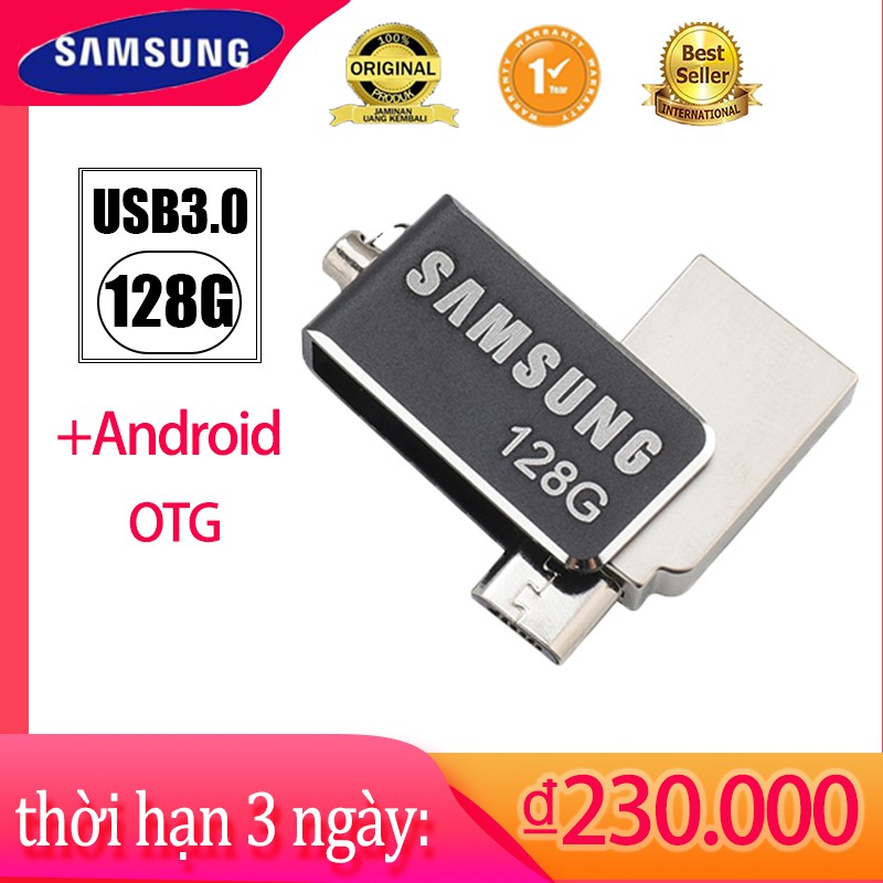 Samsung U Đĩa USB 3.0 128GB OTG Máy tính điện thoại Android Sử dụng kép- Bạc