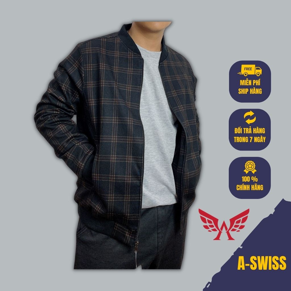 Áo bomber 2 lớp ASWISS, áo khoác bomber nam phong cách trẻ trung, lịch lãm