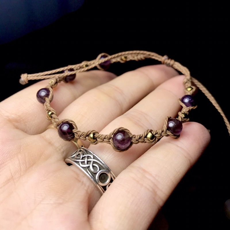 TÍM XÁM - vòng tay dây cối, vòng tay thắt,vòng tay handmadehạt cườm