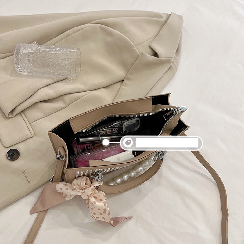 Túi Đeo Chéo Hình Vuông Nhỏ Đính Đá Lấp Lánh Thời Trang Cho Nữ