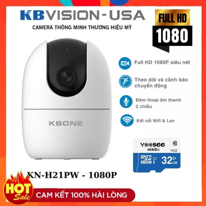 Camera ip wifi KBONE KN-H21P Full HD 1080P - hàng chính hãng, bảo hành 24 tháng