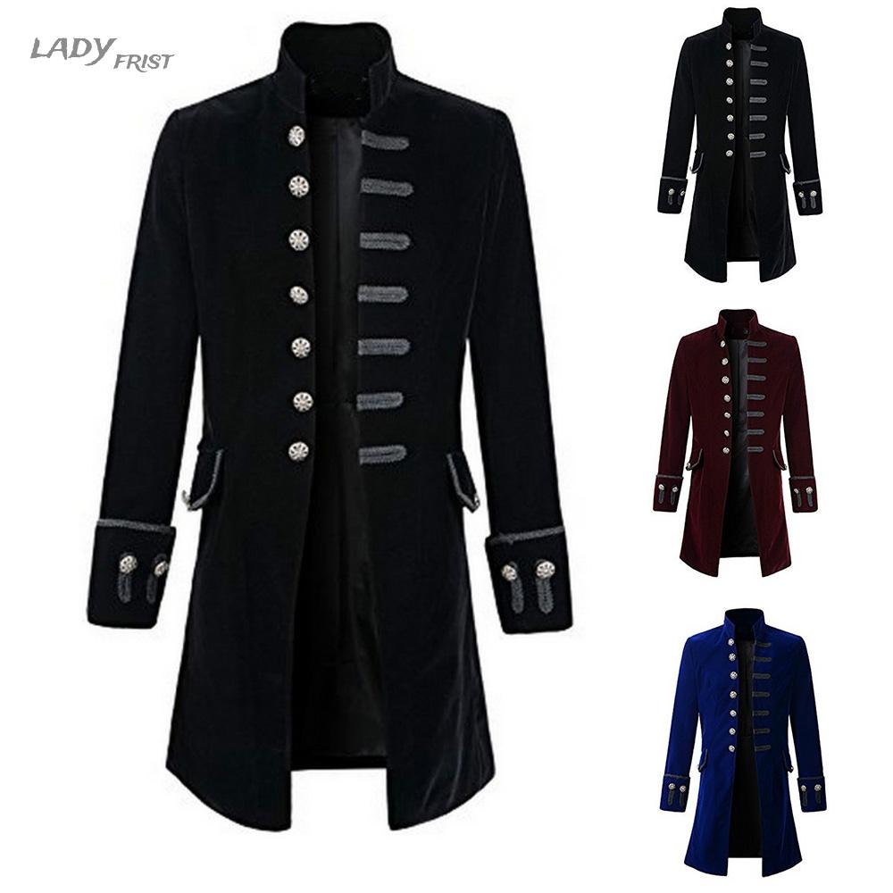 Retro Victorian Steampunk Gothic Men Tailcoat Jacket Tail Coat Halloween Costume(in stock）