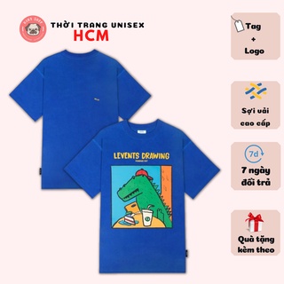 Áo thun Levents Funny Crocodile Màu Xanh unisex nam nữ vải cotton dày mịn full tag AL216