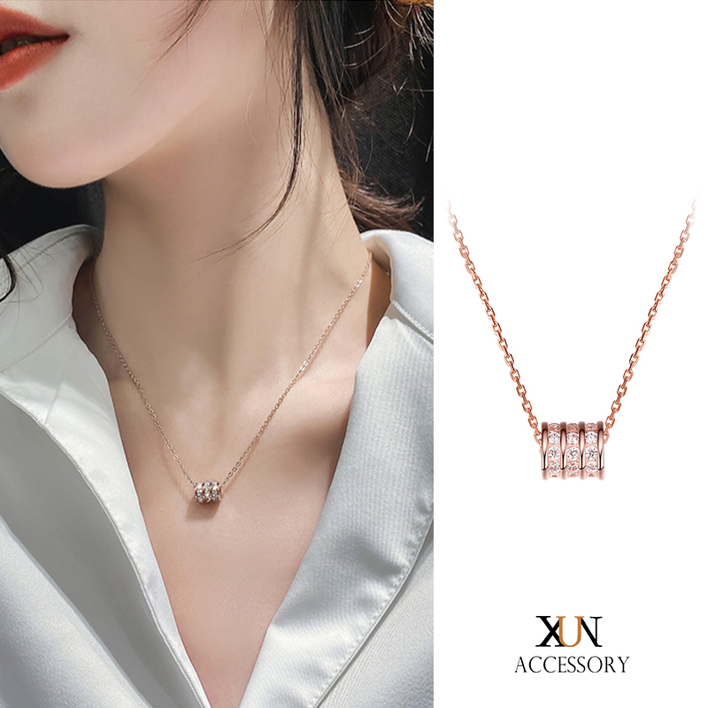Vòng Cổ Thép Titan Đính Kim Cương Phong Cách Hàn Quốc Sang Trọng