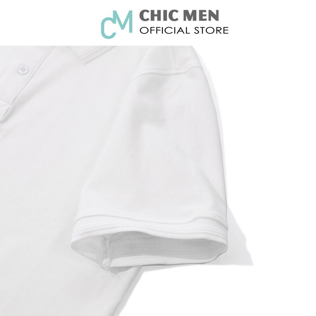 Áo POLO nam cổ bẻ BASIC, form regular, vải cá sấu CVC, phong cách, màu Trắng - CHICMEN